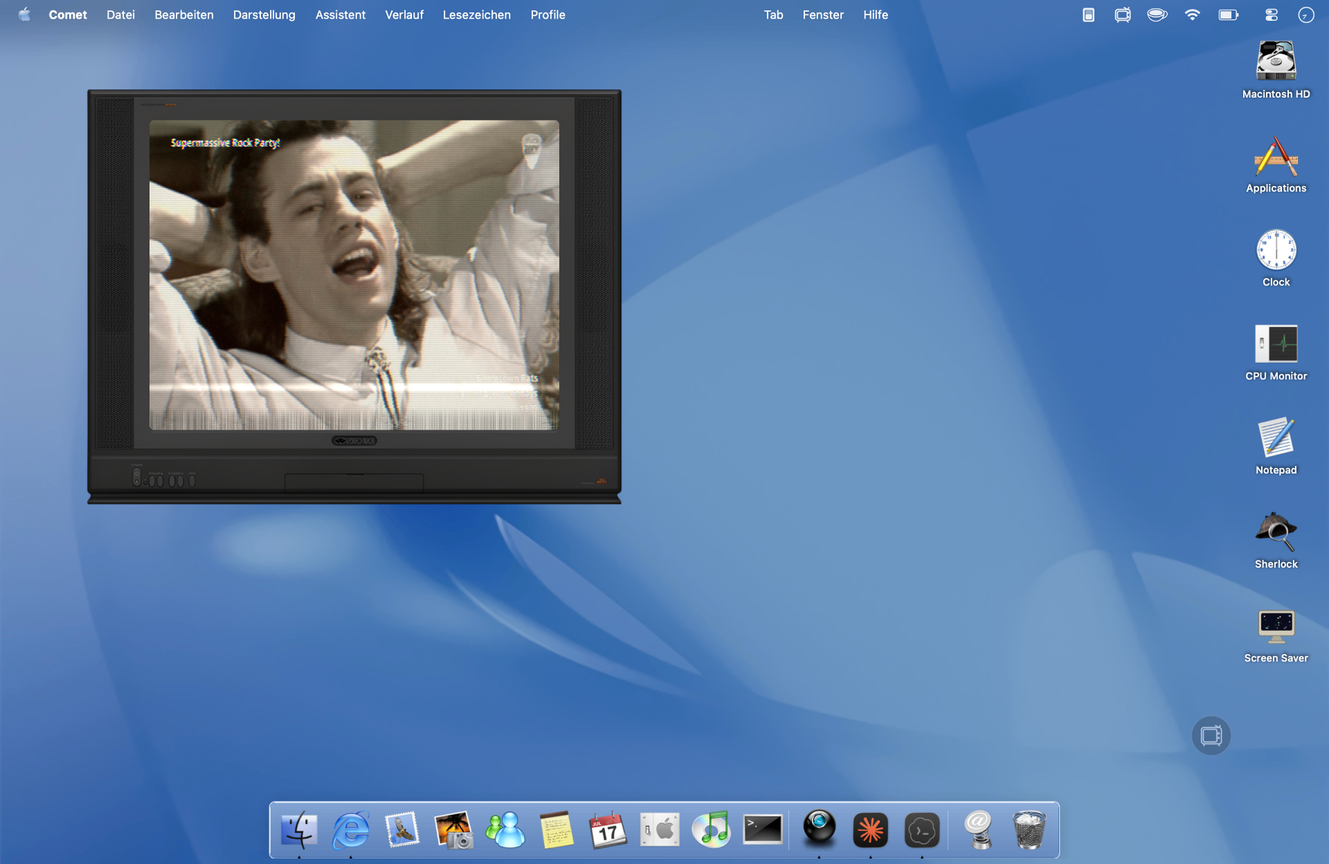 RetroMac Tube Mode floating on a classic Mac OS X desktop